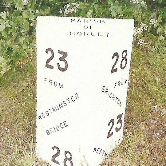 Milepost, Bonehurst Road, Salfords, just N of "X Ray House"