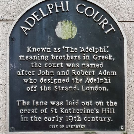 Commemorative plaque to Adelphi Court, Aberdeen