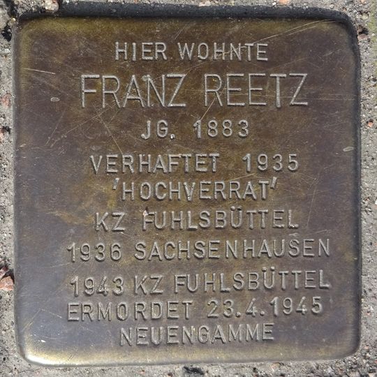 Stolperstein en memoria de Franz Reetz