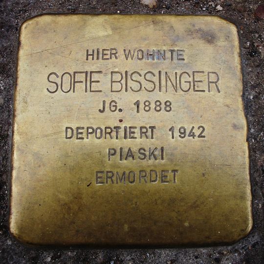 Stolperstein dedicated to Sofie Bissinger