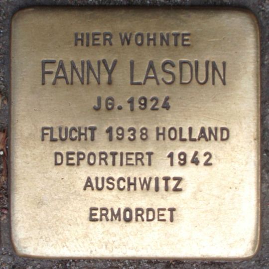 Stolperstein dedicated to Fanny Lasdun