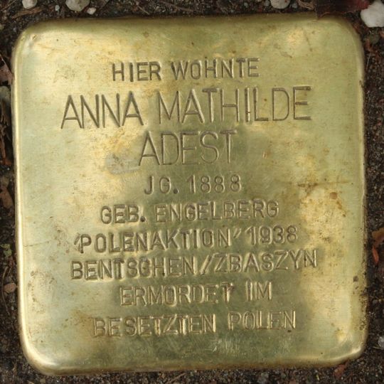 Stolperstein à la mémoire d’Anna Mathilde Adest