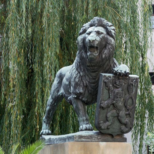 Socha lva na vnitřním nádvoří Strahovského kláštera