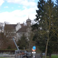 Medieval-modern small town with medieval burgstall and modern castle