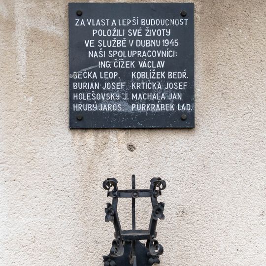 Plaque on the bus transport building at Brno dolní nádraží