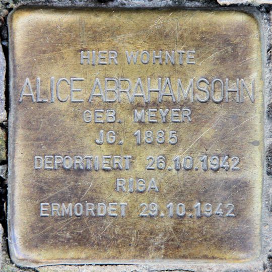 Stolperstein dedicated to Alice Abrahamsohn