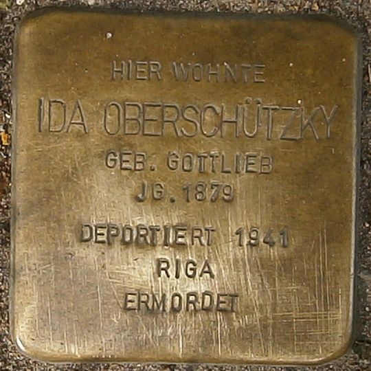 Stolperstein dedicated to Ida Oberschützky