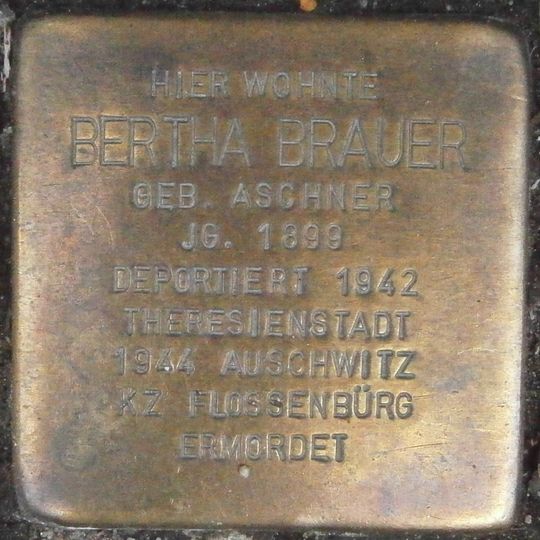 Stolperstein dedicated to Bertha Brauer