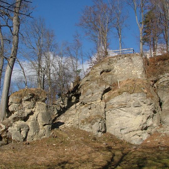 Nagelfluh-Felswand am Burgstall von Wagegg