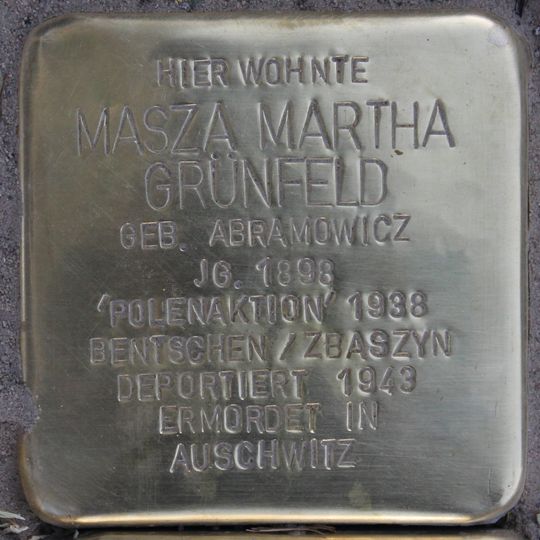 Stolperstein en memoria de Masza Martha Grünfeld