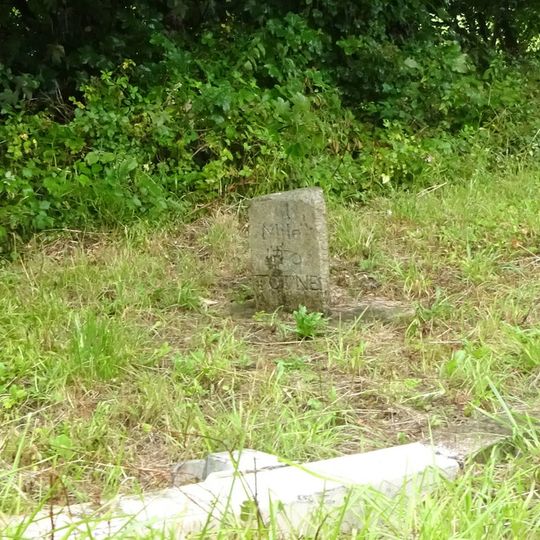 Milestone, Ashburton Road, 100m W of Clay Lane jct, by pull-in for gates on drive to a garage, E of Puddavine Cottage