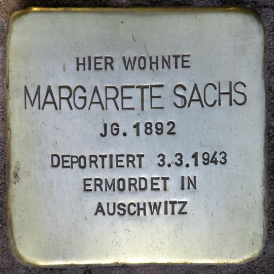 Stolperstein en memoria de Margarete Sachs