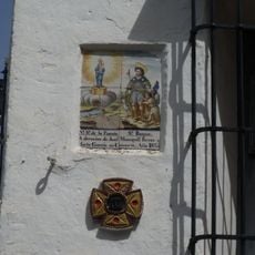 Ceramic panel of Saint Roch and Our Lady of the Fountain
