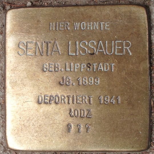 Stolperstein dedicated to Senta Lissauer