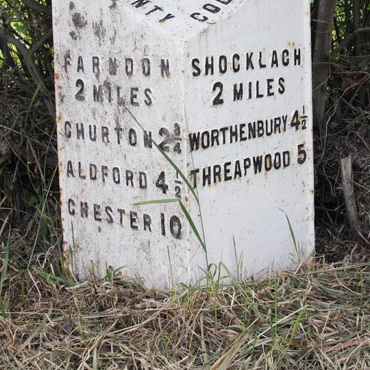 Milepost, N of Caldecott Green