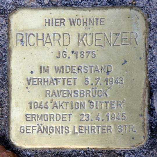 Stolperstein dedicated to Richard Kuenzer
