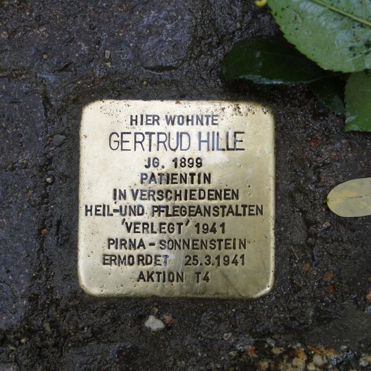 Stolperstein dedicated to Gertrud Hille