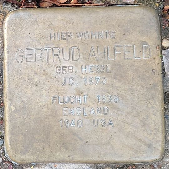Stolperstein dedicated to Gertrud Ahlfeld