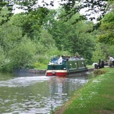 Marple Locks Number 5 and adjoining footbridge on Peak Forest Canal