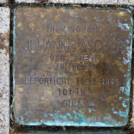 Stolperstein dedicated to Johanne Ascher