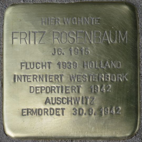 Stolperstein à la mémoire de Fritz Rosenbaum