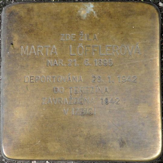 Stolperstein dedicated to Marta Löfflerová