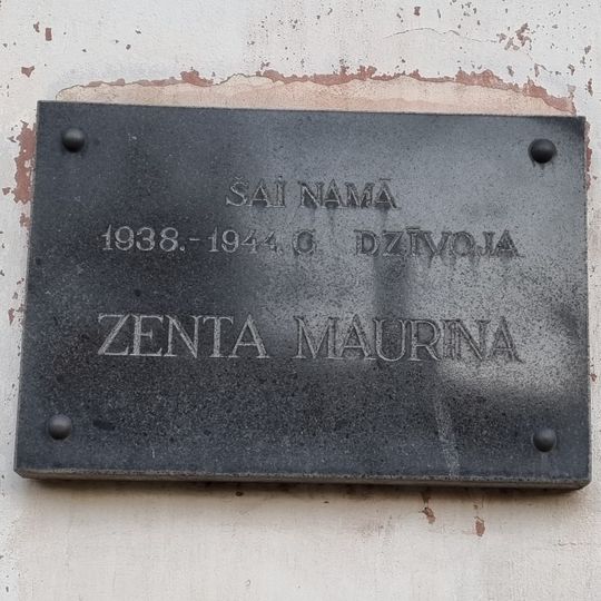 Commemorative plaque to Zenta Maurina