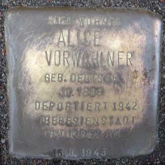 Stolperstein dedicated to Alice Vorwahlner