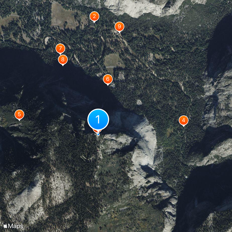 Yosemite Firefall Map