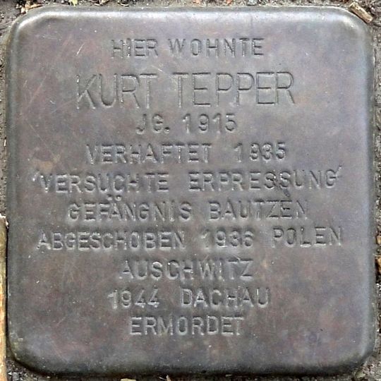 Stolperstein dedicated to Kurt Tepper