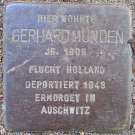 Stolperstein dedicated to Gerhard Münden
