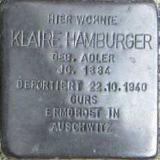 Stolperstein dedicated to Klaire Hamburger
