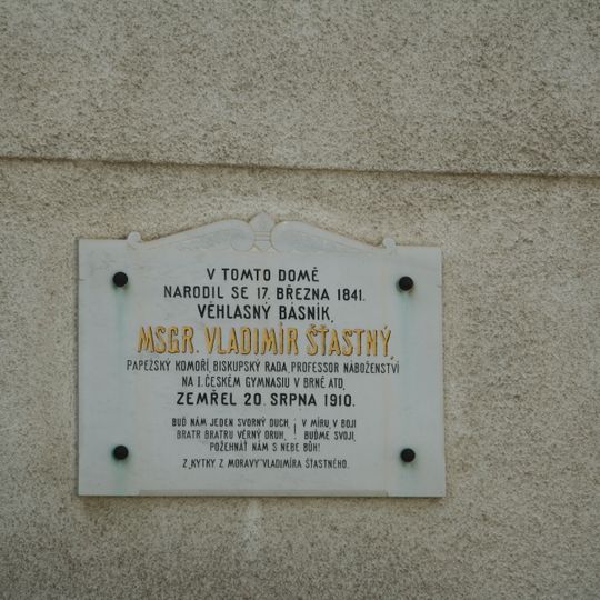 Pamětní deska Vladimíra Šťastného v Rudíkově