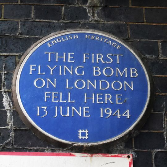 First Flying bomb on London fell here , Tower Hamlets