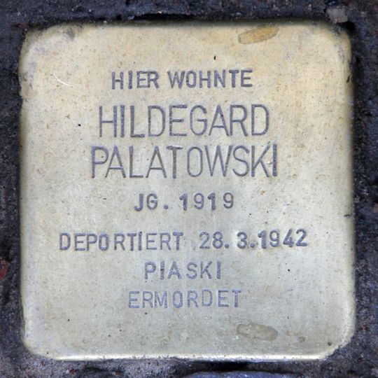 Stolperstein dedicated to Hildegard Palatowski