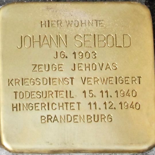 Stolperstein en memoria de Johann Seibold