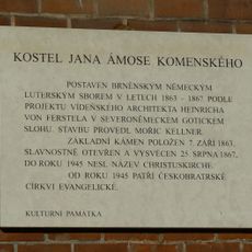 Pamětní deska Červeného kostela v Brně