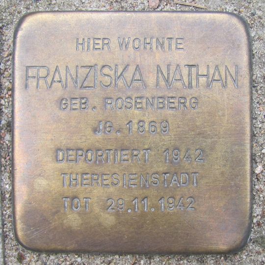 Stolperstein dedicated to Franziska Nathan