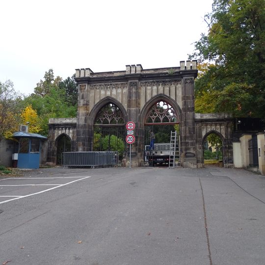 Neo-gothic gate of the Governor Summer Palace in Prague-Bubeneč