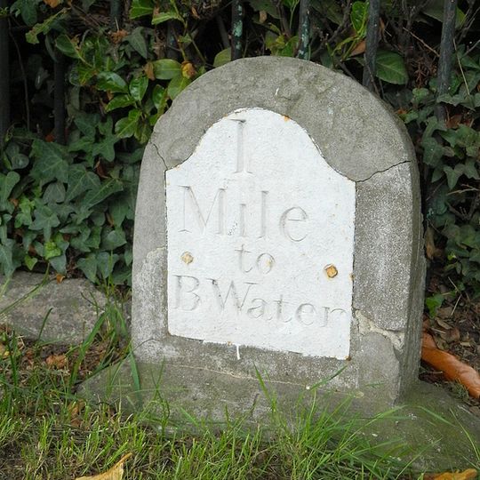 Milestone, Taunton Road, N side of Rhyne bridge & roundabout, by "Mile End" No. 6  Hamp