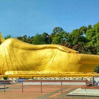 Bhuvan shanti 100 feet lion bed statue of Gautama Buddha