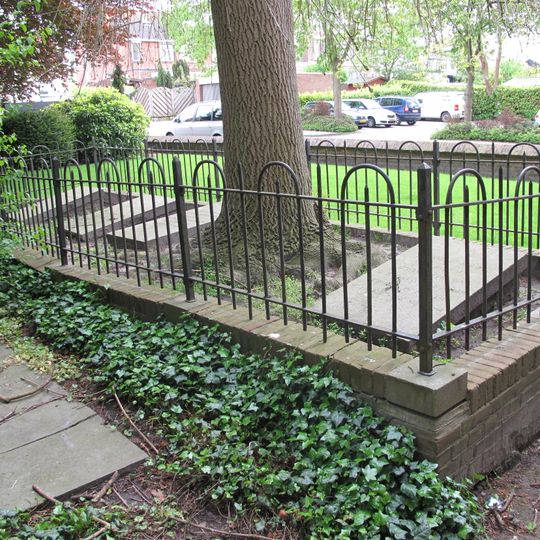 Ten zuiden van de kerk gelegen familiegraf met vier graven