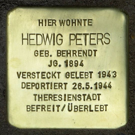 Stolperstein dedicated to Hedwig Peters