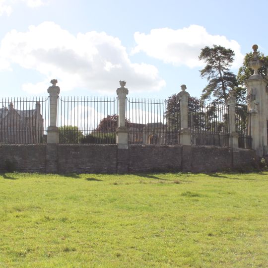 Gatepiers, Gates And Series Of 12 Pillars Forming West Boundary Wall Of Garden At Barrow Court