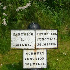 Canal mile post 30m north of Hack Green Bridge