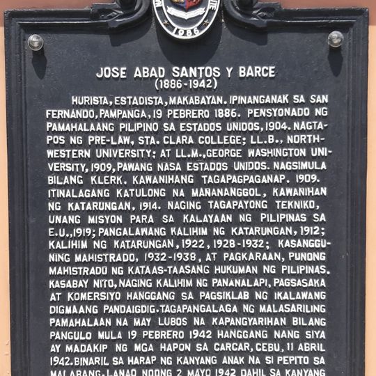 Jose Abad Santos y Barce historical marker