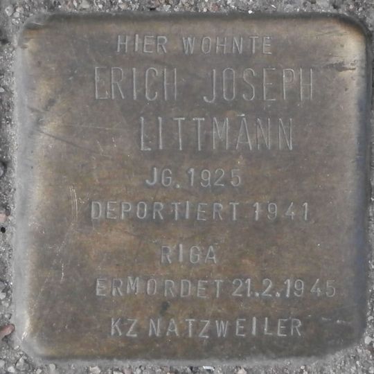 Stolperstein für Erich Joseph Littmann