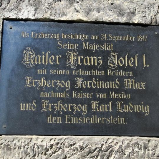 Pamětní deska Františka Josefa I. na hradu Sloup