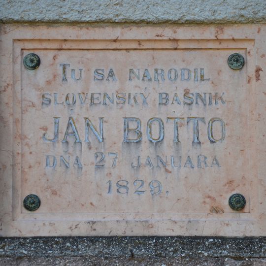 Rodný dom Jána Bottu, tabuľa pamätná