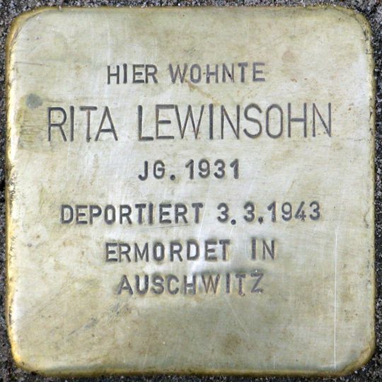 Stolperstein dedicated to Rita Lewinsohn